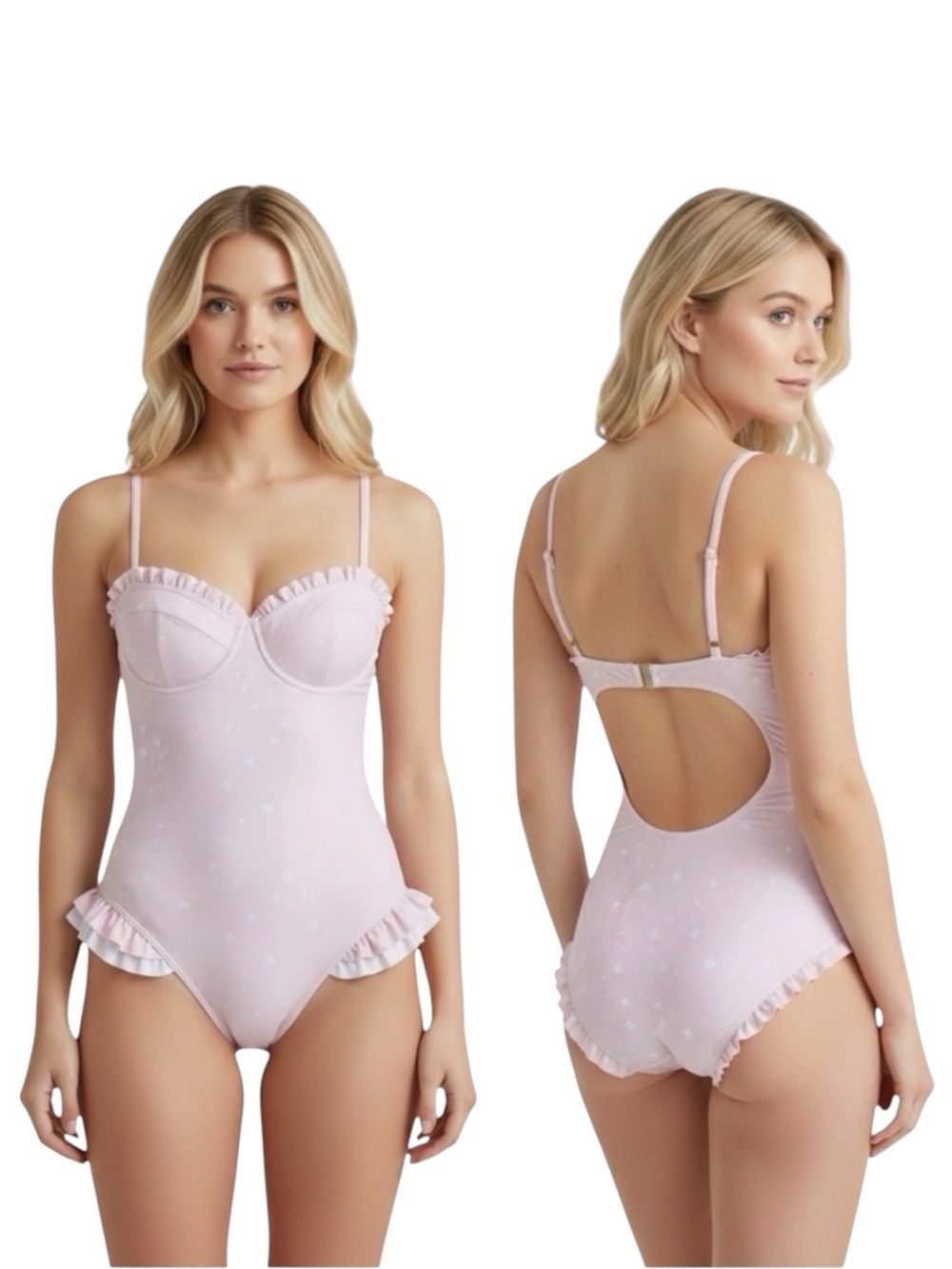 WILDFOX STARRY DAYS UNDERWIRE ONE-PIECE SWIMSUIT IN PINK - BRAND NEW, NO TAGS